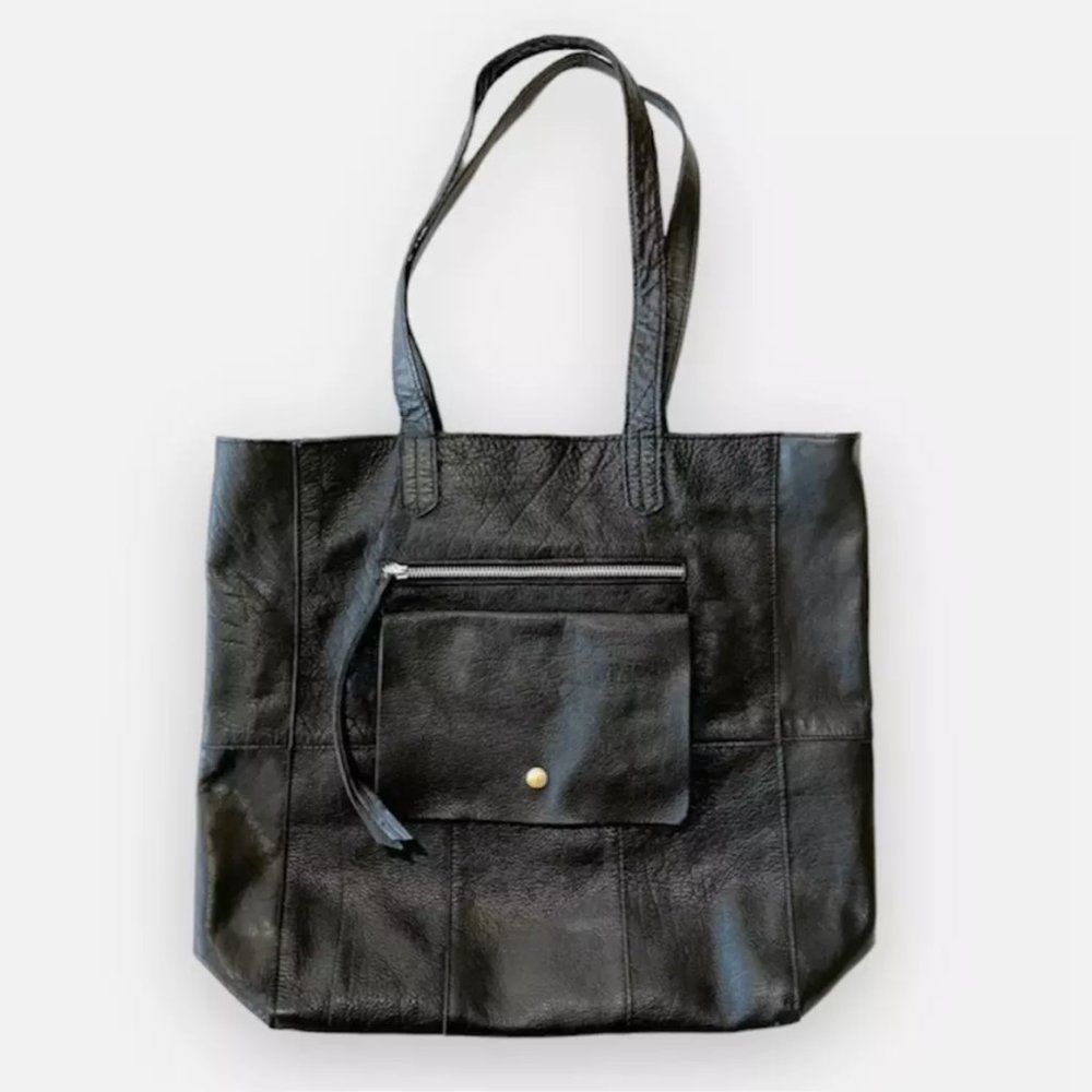 Anthropologie Day & Mood Heather Black Leather Tote Bag